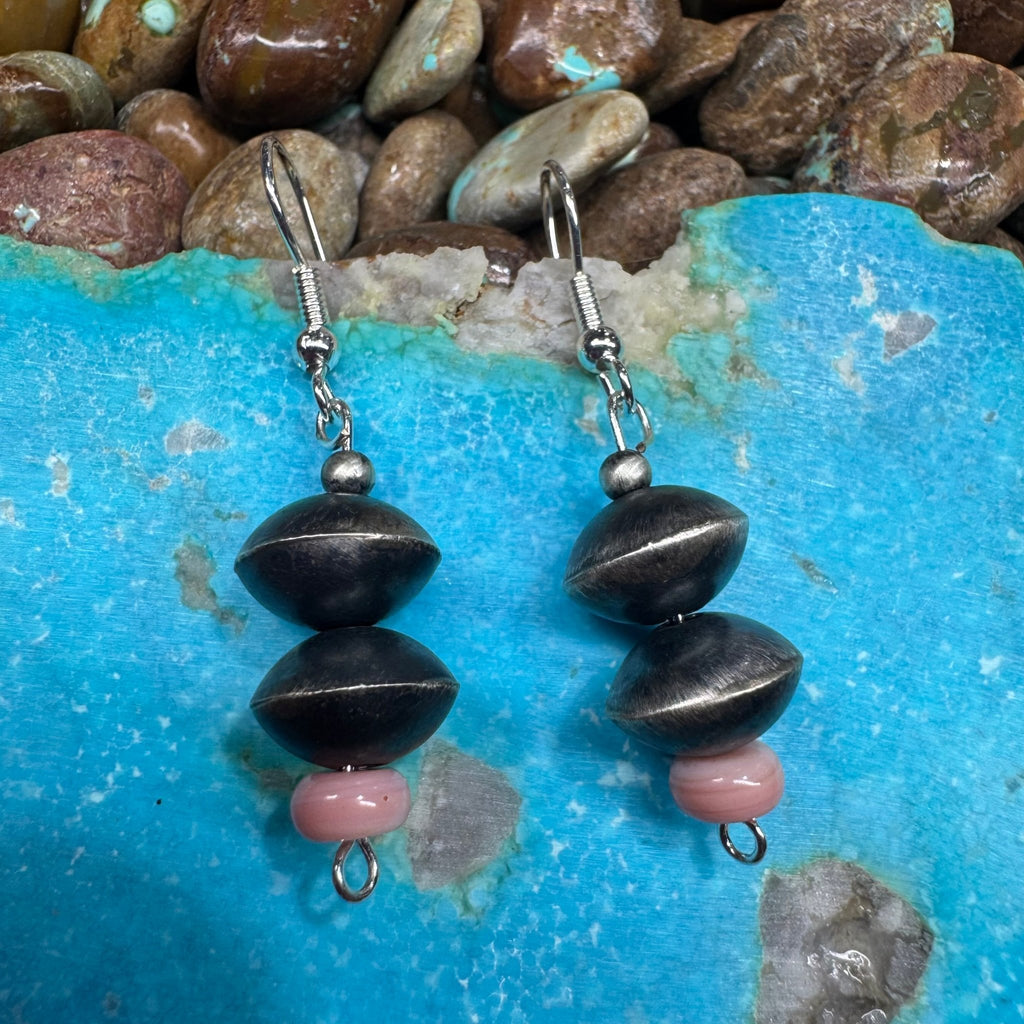 9mm Disc Pink Conch French Hook Sterling Silver Earring - Country Lace Boutique