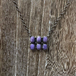 Dainty 6 Stone Spiny Purple Genuine Necklace.