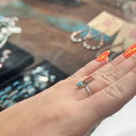Dainty Turquoise & Red Coral with Sterling Silver flower Genuine Ring.