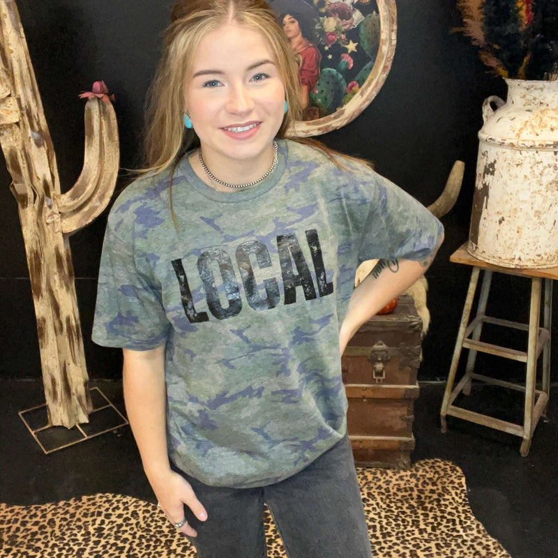 Vintage Camo Local Crew Neck T-shirt | Small