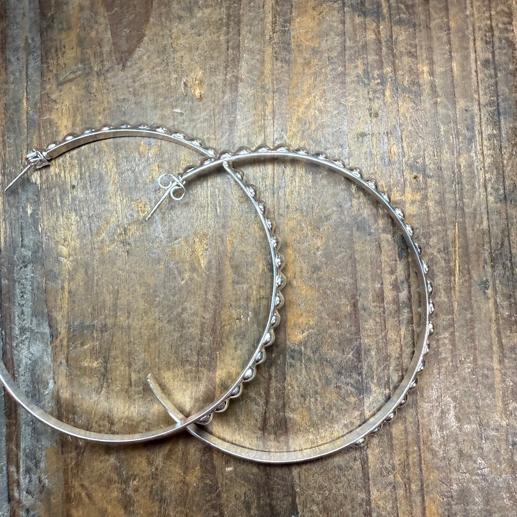 Big Ole Ball Thin Hoops Sterling Silver Post Earring