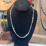 20 inch Multistone Patterned Navajo Pearl Genuine Necklace