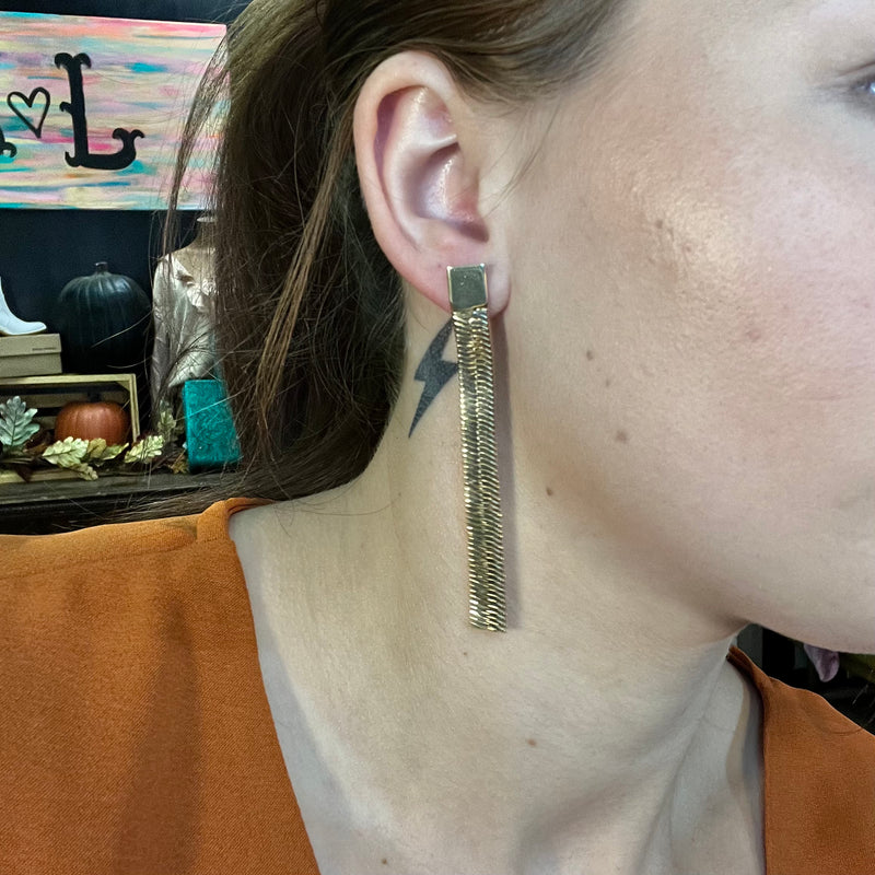 Snake Straight Gold Post Fashion Earring