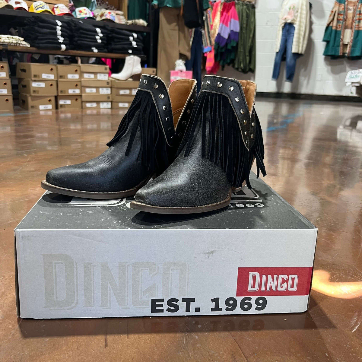 FINE N' DANDY Black LEATHER Dingo BOOTIE size 8
