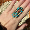 Orange and Turquoise Oval Cluster Genuine Ring