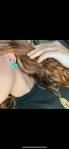 3 Stone Turquoise Cluster Stud Post Genuine Earring