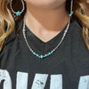 18 inch Dainty Patterned Genuine Navajo Pearl with Turquoise necklace