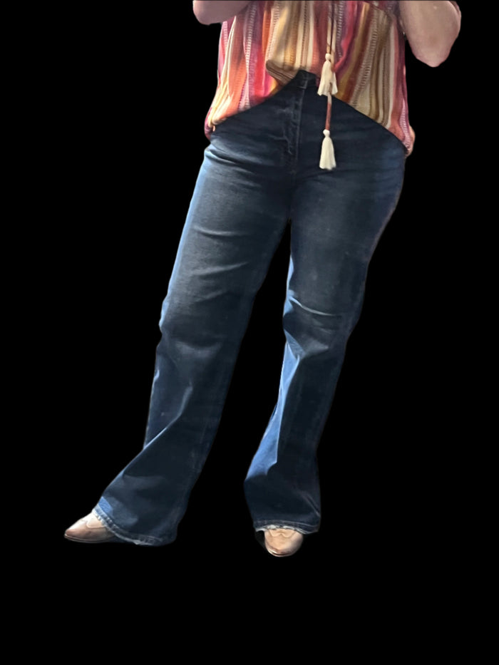 Dark No Hole Risen Trouser Leg Jeans