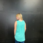 Aqua Mint V Neck Sleeveless Top