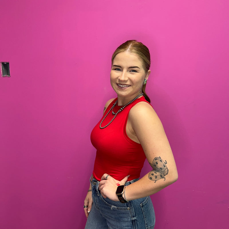 Red Tank Top Bodysuit