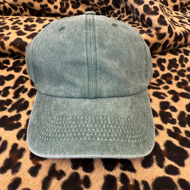 Solid Faded Hunter Green Hat