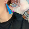 Blue Slab Dangle French Hook Genuine Earring