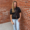 Black CALHOUN TOP Puff Short Sleeve