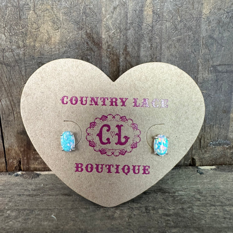 Fashion Turquoise Opal Gold Post Stud Fashion Earrings