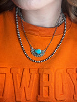 Turquoise Fan Chain Link Genuine Necklace