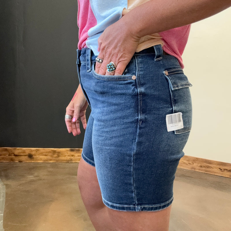 Judy Blue Full Size High Waist Bermudas Jeans W/ Back Flap Pockets Plus Size