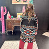 Small Black, Turquoise, Rust and Gold Aztec Savannah Jane Duster Jacket