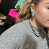 Gorgeous Half Turquoise Cluster Post Genuine Earring