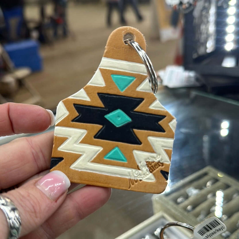 White Aztec Keychain