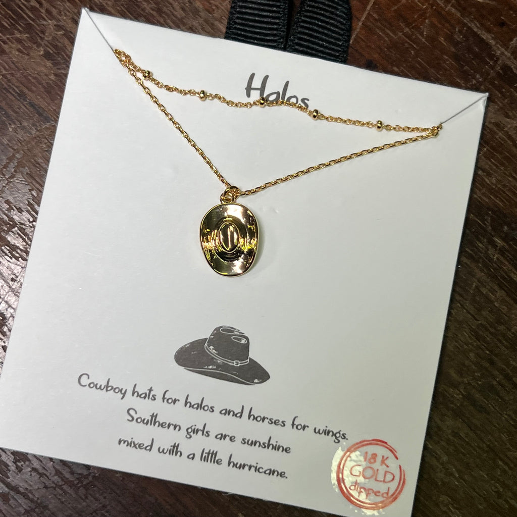 Gold Cowboy Hat Fashion Necklace