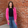 Hot Pink Snap Down w/ Pockets Long Sleeve Soft Cardigan