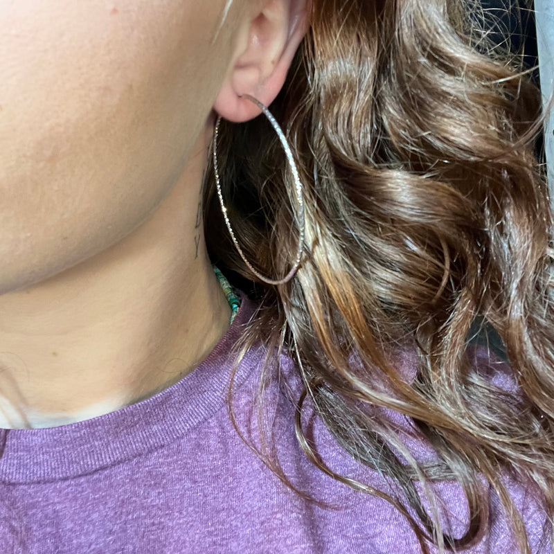 Shiny Thin Silver Hoop Post Fashion Earring