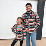 Natural Powder River Aztec Printed Fleece Pullover