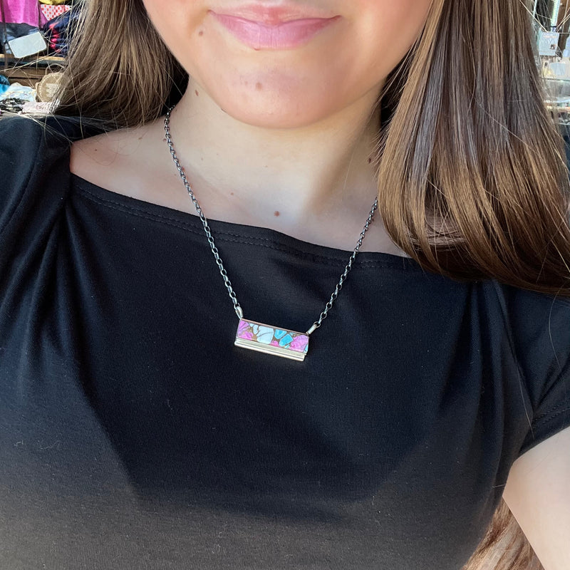 Cotton Candy Bar Sterling Silver Necklace
