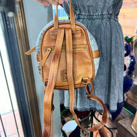 Tooled Leather & Cow Hide Mini Back Back