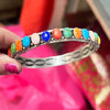 Multi Colored Gorgeous Bangle Sterling Silver Bracelet