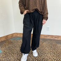 Gangster Black Elastic Waist Joggers