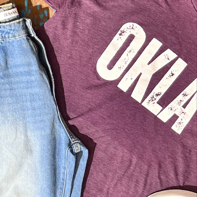 Wine OKLA Crew Neck T-shirt / XL