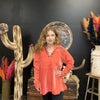 Coral Orange Concho Longsleeve Top / Medium