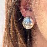 Flower Stamped Clip-On Marie Yazzie Genuine Earrings