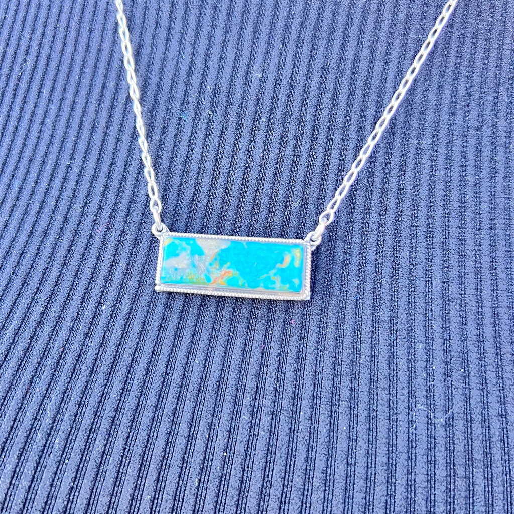 Dainty Turquoise Bar Genuine Necklace