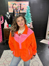 Pink and Orange Fuzzy Pullover Jacket