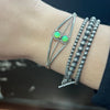 2 Stone Lime Green Opal Cuff Genuine Bracelet