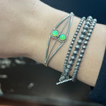 2 Stone Lime Green Opal Cuff Genuine Bracelet