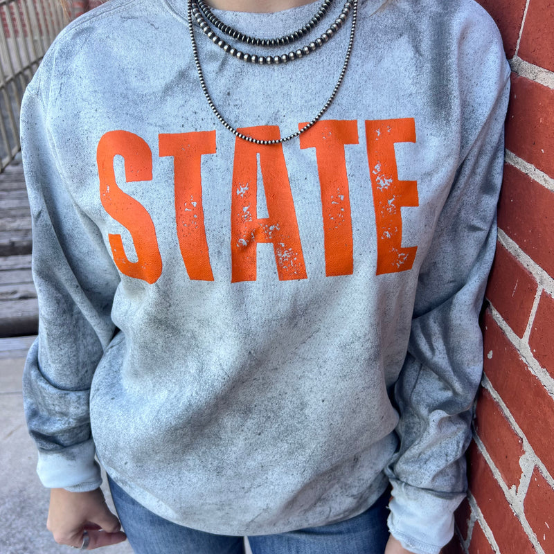 Grey Marble Orange STATE Comfot Color Sweatshirt.