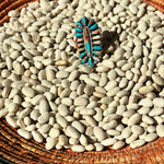 Orange and Turquoise Oval Cluster Genuine Ring