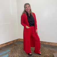 Red Ribbed Pants