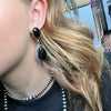 Stunning 2 Stone Black Onyx Dangle Post Genuine Earring