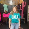 Turquoise OKLA Crew Neck T-shirt