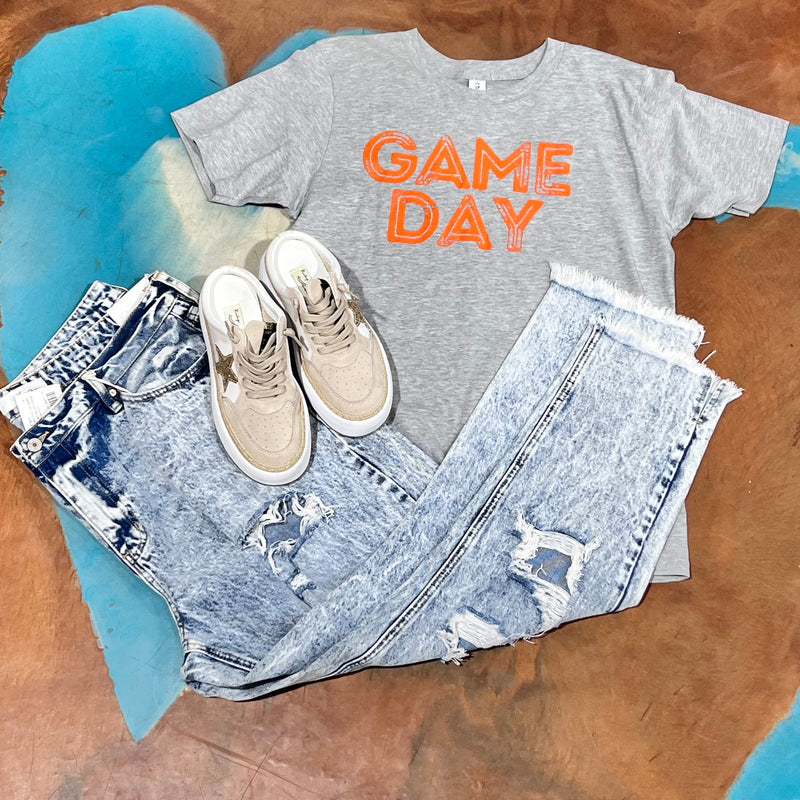 Gray Game Day with Orange Crew Neck T-shirt / XL