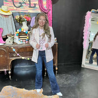 Pink and White Striped Blazer