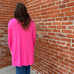 Hot Pink Snap Down w/ Pockets Long Sleeve Soft Cardigan