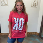 OK Small Town America Stars & Bows V-Neck Short Sleeve T Shirt