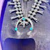 Sterling Squash Blossom w/ Turquoise Genuine Necklace