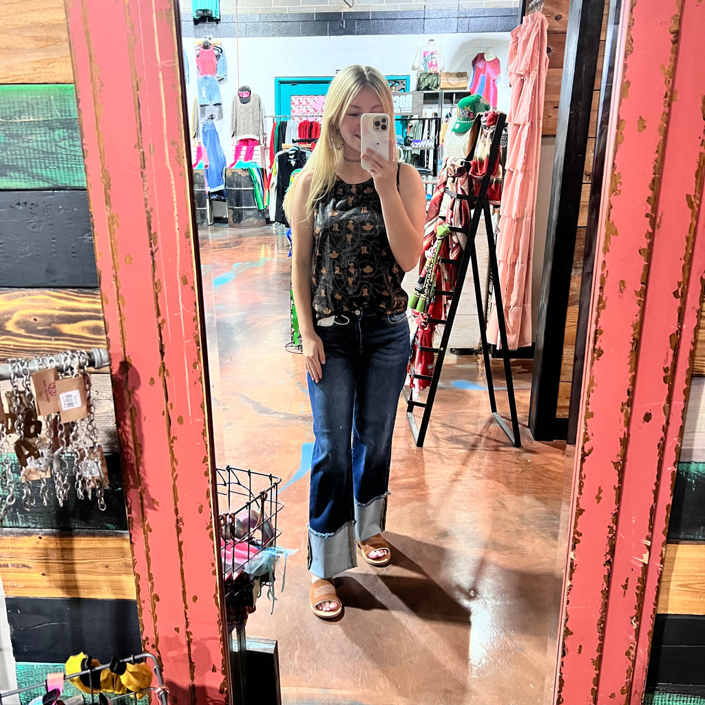 Black Yeehaw The Western Way Sleeveless Top