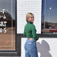 Dark Green Mock Turtle Neck Bodysuit Top